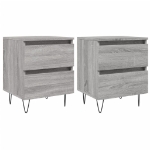 Comodini 2pz Grigio Sonoma 40x35x50 cm in Legno Multistrato