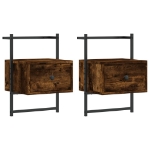 Comodini a Muro 2 pz Rovere Fumo 35x30x51 cm Legno Multistrato