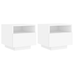 Comodini con Luci LED 2pz Bianchi 40x39x37 cm