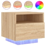 Comodino con Luci LED Rovere Sonoma 40x39x37 cm