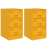 Comodini 2 pz Giallo Senape 34,5x39x62 cm in Acciaio