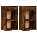 Comodini 2 pz Rovere Fumo 35x34x65 cm in Legno Multistrato