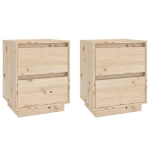 Comodini 2 pz 40x35x50 cm in Legno Massello di Pino