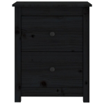 Comodino Nero 50x35x61,5 cm in Legno Massello di Pino