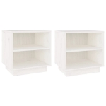 Comodini Bianchi 2 pz 40x34x40 cm in Legno Massello di Pino