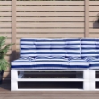 Cuscino per Pallet Strisce Bianche e Blu 120x40x12cm Tessuto