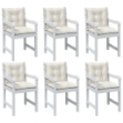 Cuscini Sedia Schiena Bassa 6 pz Crema Mélange 100x50x7 Tessuto