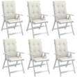 Cuscini Sedia Schiena Alta 6 Crema Mélange 120x50x4 Tessuto