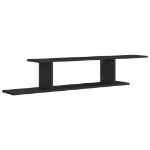 Scaffale TV a Parete Nero 125x18x23 cm Legno Multistrato