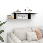 Scaffale TV a Parete Nero 125x18x23 cm Legno Multistrato