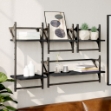 Set Mensole da Parete con Aste 4pz Nero in Legno Multistrato