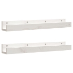 Mensole da Parete 2 pz Bianco 80x12x9cm Legno Massello di Pino