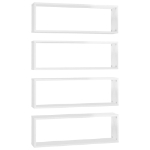 Mensole Parete Cubo 4pz Bianco Lucido 80x15x26,5cm Multistrato