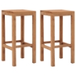 Sgabelli da Bar 2 pz in Legno Massello di Teak