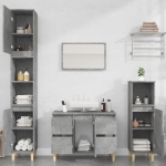 Set Mobili da Bagno 3 pz Grigio Cemento in Legno Multistrato