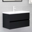 Mobile Lavabo Nero 80x38,5x45 cm in Legno Multistrato