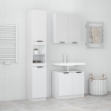 Set Mobili da Bagno 3 pz Bianco Lucido in Legno Multistrato