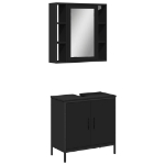 Set Mobili da Bagno 2 pz Nero in Legno Multistrato