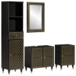 Set Mobili da Bagno 4 pz in Legno Massello di Mango