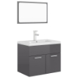 Set Mobili da Bagno Grigio Lucido in Truciolato