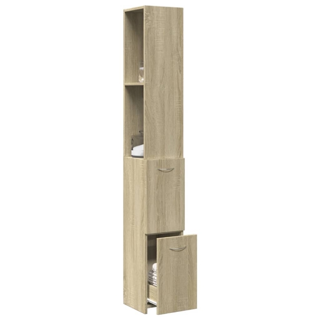 Armadietto Bagno Rovere Sonoma 25x26,5x170 cm Legno Multistrato