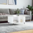 Tavolino Salotto Bianco Lucido 60x50x36,5 cm Legno Multistrato