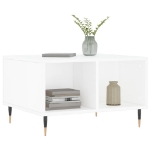 Tavolino Salotto Bianco Lucido 60x50x36,5 cm Legno Multistrato