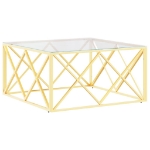 Tavolino da Salotto 80x80x40 cm in Acciaio Inox e Vetro