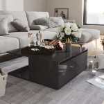 Tavolino da Salotto Grigio Lucido 80x80x31 cm Legno Multistrato
