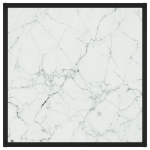 Tavolino da Salotto Nero con Vetro Marmo Bianco 60x60x35 cm