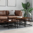 Tavolini Impilabili 5 pz Rovere Fumo in Legno Multistrato