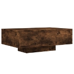 Tavolino da Soggiorno con Luci LED Rovere Fumo 85x55x31 cm