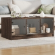Tavolino Salotto con Ante in Vetro Rovere Marrone 102x50x42 cm