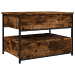 Tavolino Salotto Rovere Fumo 70x50x50 cm Multistrato e Metallo