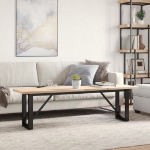 Tavolino Salotto Telaio a O 160x40x45,5cm Massello Pino e Ghisa