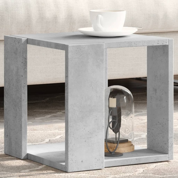 Tavolino da Salotto Grigio Cemento 32x32x30cm Legno Multistrato