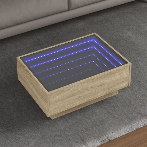 Tavolino Salotto con LED Rovere Sonoma 70x50x30 cm Multistrato