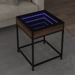 Tavolino da Salotto con LED Infinity Rovere Marrone 40x40x51 cm
