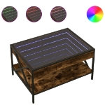 Tavolino da Salotto con LED Infinity Rovere Fumo 70x50x38 cm