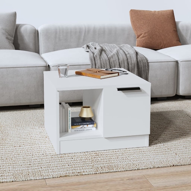 Tavolino da Salotto Bianco 50x50x36 cm in Legno Multistrato
