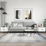 Tavolini Salotto 2pz Bianco Lucido 50x50x40cm Legno Multistrato