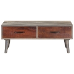 Tavolino Grigio 100x60x40 cm Legno Massello di Mango Grezzo