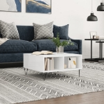 Tavolino da Salotto Bianco Lucido 60x60x30 cm Legno Multistrato