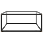 Tavolino da Salotto Nero con Vetro Temperato 80x80x35 cm