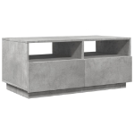 Tavolino da Soggiorno con Luci LED Grigio Cemento 90x49x40 cm
