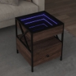 Tavolino da Salotto con LED Infinity Rovere Marrone 40x40x51 cm