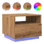 Tavolino da Salotto con Luci LED Rovere Artigianale 50x49x40 cm