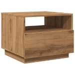 Tavolino da Salotto con Luci LED Rovere Artigianale 50x49x40 cm