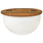 Tavolino da Salotto Bianco 50x27 cm Legno Massello di Recupero