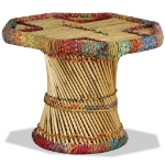Tavolino da Salotto in Bambù con Dettagli Chindi Multicolore